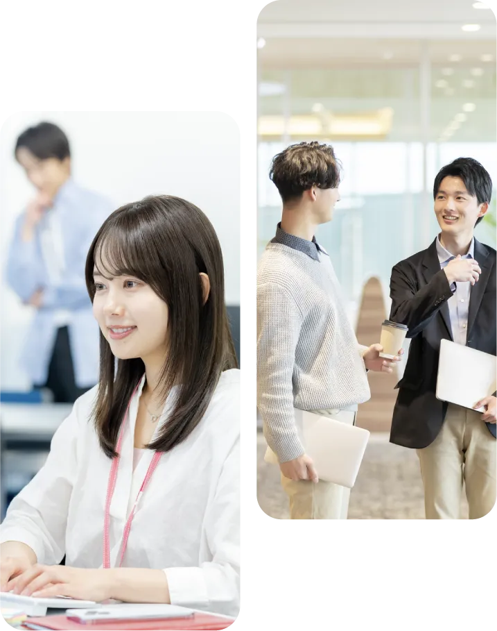 採用：オフィスで働く様子と打ち合わせの様子